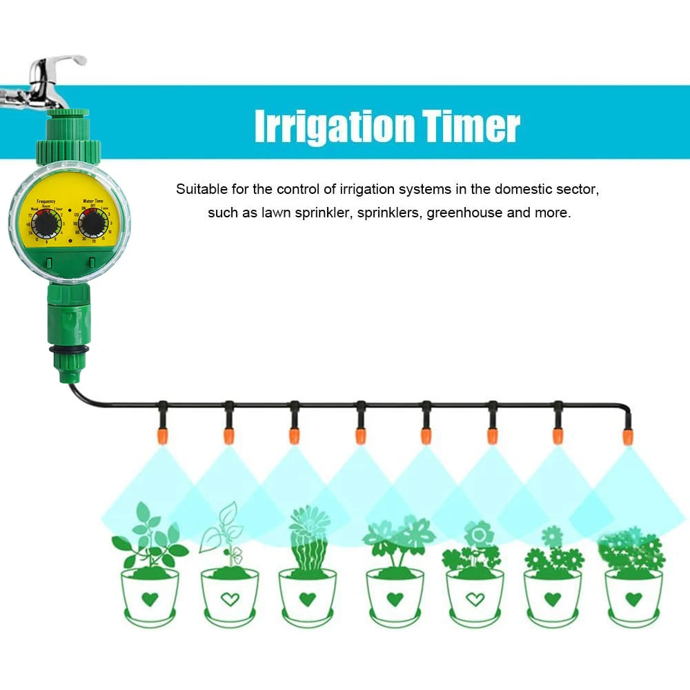 Manguera de riego automática electrónica de plástico verde para jardín al aire libre, temporizador de riego, grifo, manguera de agua 