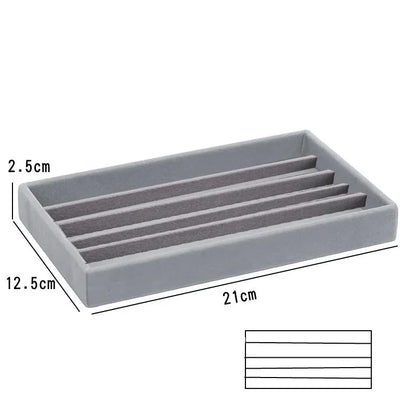 Grey Flannel Jewelry Storage Box Household Drawer Earrings Necklace Ring Tray Head Rope Ear Clip Display Storage Tray Box New Leedoar