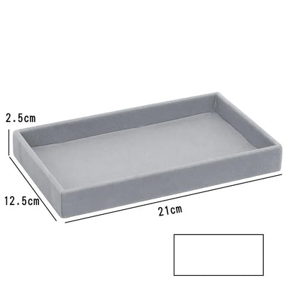 Grey Flannel Jewelry Storage Box Household Drawer Earrings Necklace Ring Tray Head Rope Ear Clip Display Storage Tray Box New Leedoar