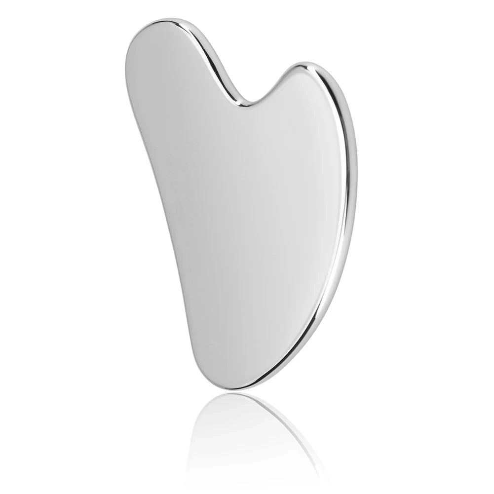 Gua Sha Board Heart Shape Stainless Steel Muscle Massage Tissue Therapy Scraping Plate Promote Blood Circulation Body Relaxation Leedoar