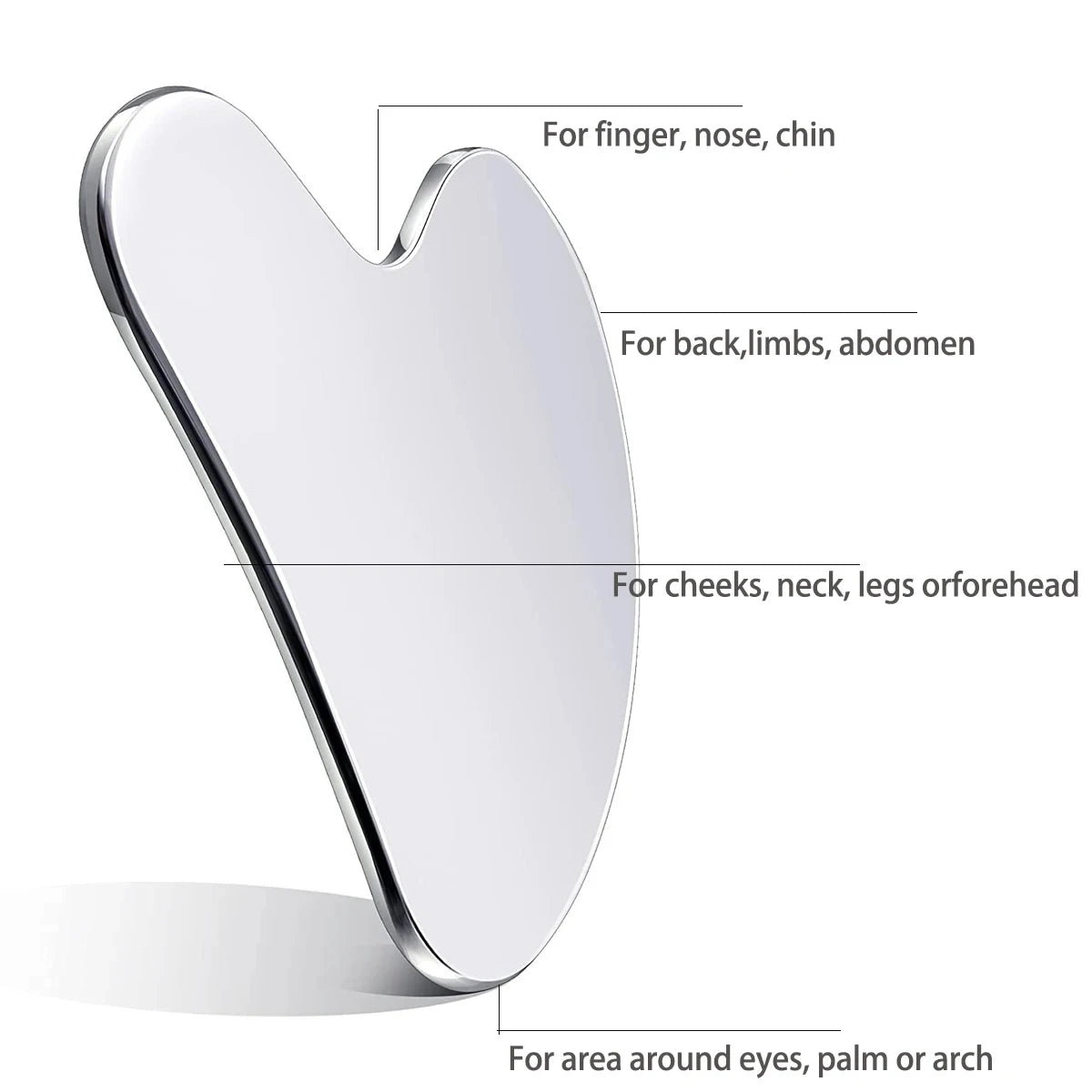 Gua Sha Board Heart Shape Stainless Steel Muscle Massage Tissue Therapy Scraping Plate Promote Blood Circulation Body Relaxation Leedoar