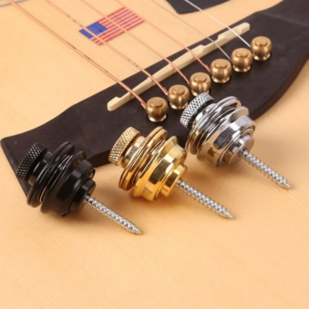 Trava de correia de guitarra 1 peça, botão de metal resistente, trava de segurança para guitarra acústica elétrica, baixo, ukulele 