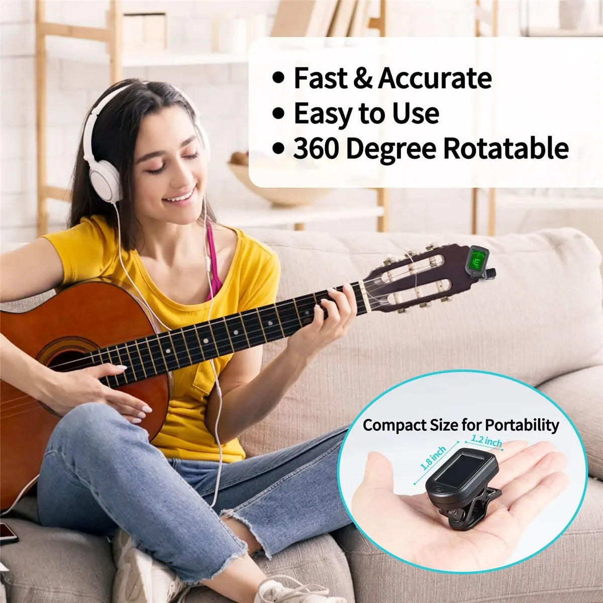 Afinador de guitarra para todos los instrumentos Afinador electrónico con clip para guitarra Bajo Ukelele Violín Mandolina Banjo 