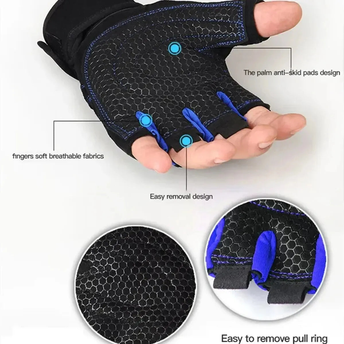 Gym Gloves for Men Women Fitness Weight Lifting Wristband Gloves Body Building Training Sports Exercise Cycling Glove Shockproof Leedoar