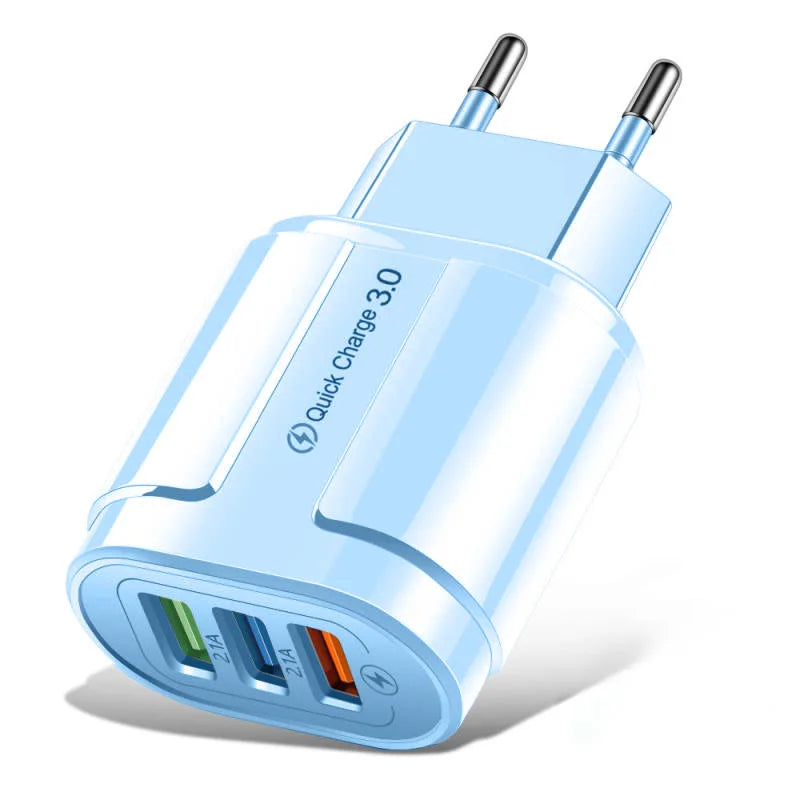 Cargador USB de pared de 3 A y 30 W con carga rápida de 3,0 W para iPhone, iPad 11, 12 y 13, adaptador de enchufe UE/EE. UU. para Samsung, Android, Huawei y Macaron 