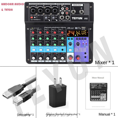 TEYUN 8 6 4 Channel Professional Portable Mixer Sound Mixing Console Computer Input 48v Power Number Live Broadcast A4 A6 A8 New Leedoar