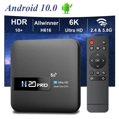 H20 PRO Smart TV Box Android 10 2Gb 16Gb RK3228A 6K 3D Media Player Box 2.4G&5G WIFI 1000MBps Set Top Box IPTV Leedoar