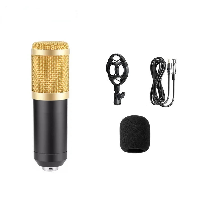 BM800 Condenser Microphone Bracket 3.5MM Audio USB V8Sound Card Metal Shell Support Mobile Phone Computer Live K Song Recording 我的商店