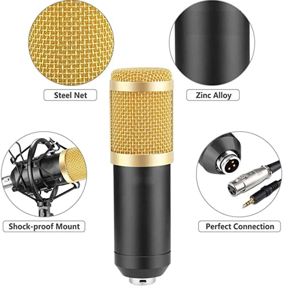 BM800 Condenser Microphone Bracket 3.5MM Audio USB V8Sound Card Metal Shell Support Mobile Phone Computer Live K Song Recording 我的商店