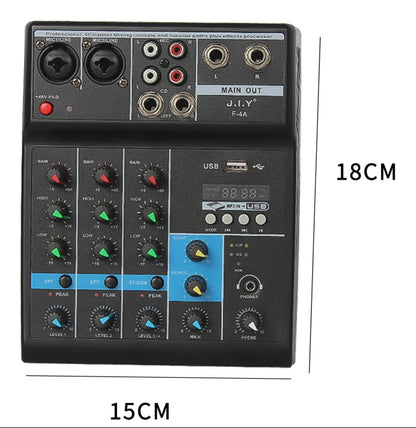 A4 Sound Mixing Console Bluetooth Record Computer Playback 48V Phantom Power Delay Repaeat Effect 4 Channels USB Audio Mixe Leedoar