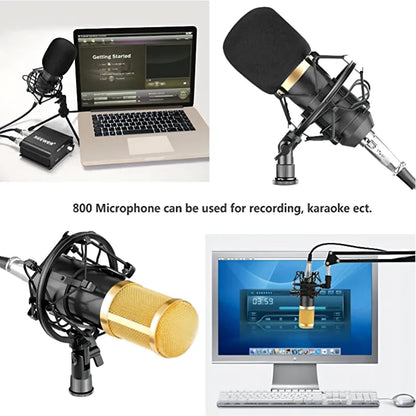 BM800 Condenser Microphone Bracket 3.5MM Audio USB V8Sound Card Metal Shell Support Mobile Phone Computer Live K Song Recording 我的商店