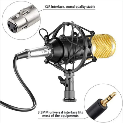 BM800 Condenser Microphone Bracket 3.5MM Audio USB V8Sound Card Metal Shell Support Mobile Phone Computer Live K Song Recording 我的商店