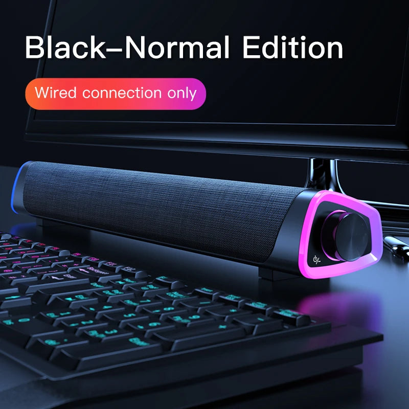 New Wireless Wired Computer TV Stereo Speakers 4D Surround Soundbar Subwoofer Sound Bar FM Radio LED For  Laptop PC Theater Aux Leedoar