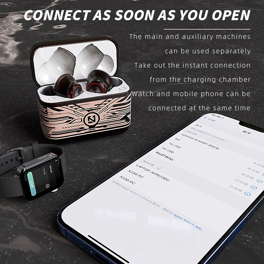 TS-2000 TWS Bluetooth Headset Wireless Earphones High Quality Transparent Touch Super Cool Earbuds Stereo Sport Gaming Headphone 我的商店