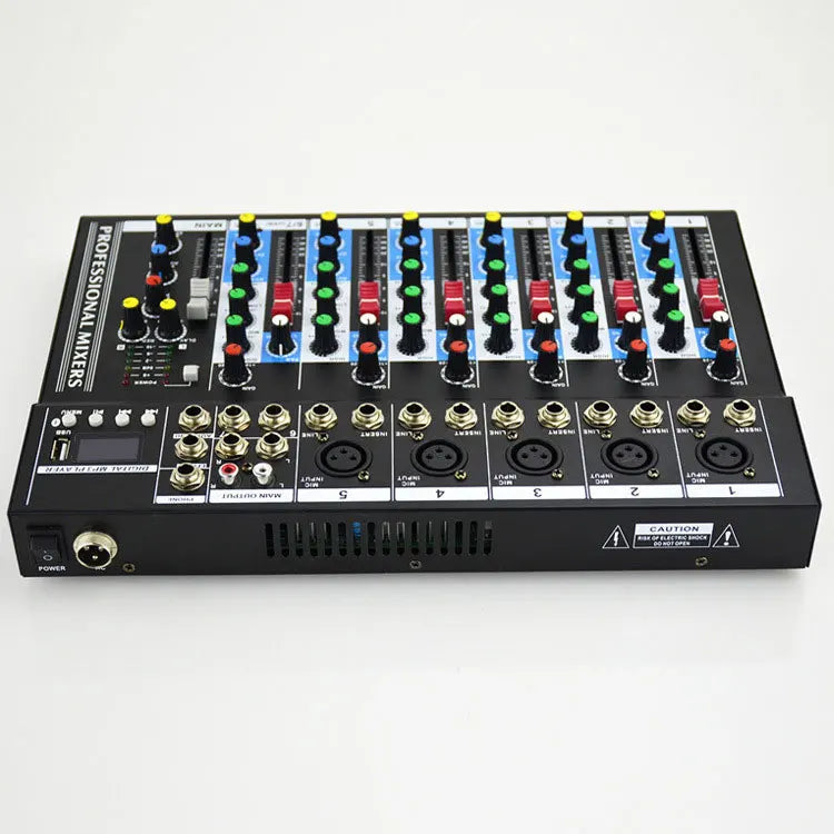 7-Channel Stage Wedding Performance Reverberation Effect With Bluetooth USB Webcast Mobile Phone Karaoke Mixer Leedoar