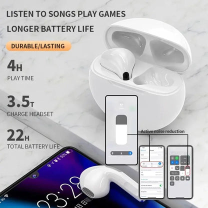 2024 Pro 6 Wireless Bluetooth Noise Cancelling Bt 5.0 TWS Earbuds Earphones Headset Headphone With Charging Case For Smart Phone 我的商店