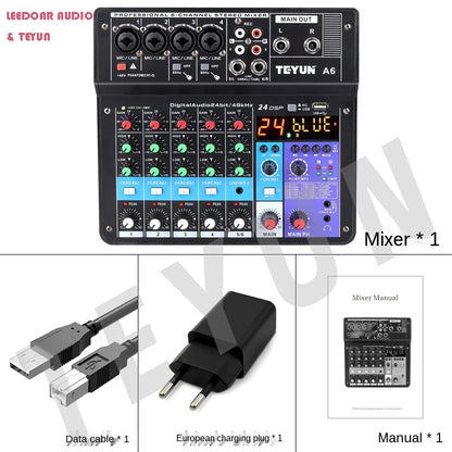 TEYUN 8 6 4 Channel Professional Portable Mixer Sound Mixing Console Computer Input 48v Power Number Live Broadcast A4 A6 A8 New Leedoar