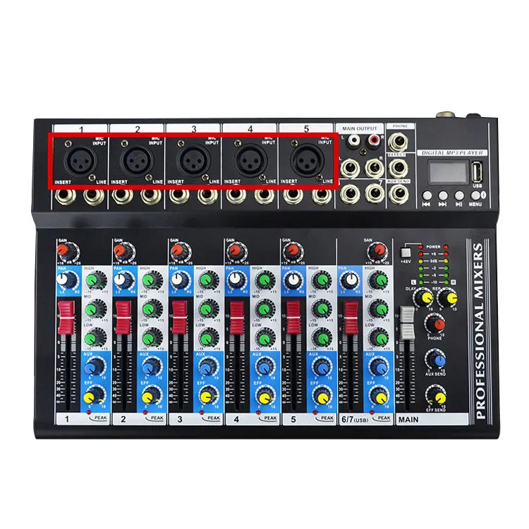 7-Channel Stage Wedding Performance Reverberation Effect With Bluetooth USB Webcast Mobile Phone Karaoke Mixer Leedoar