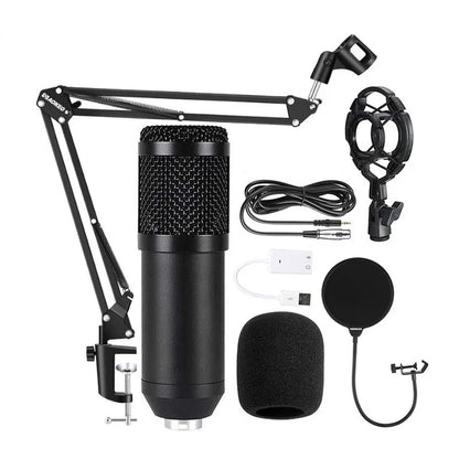 BM800 Condenser Microphone Bracket 3.5MM Audio USB V8Sound Card Metal Shell Support Mobile Phone Computer Live K Song Recording 我的商店