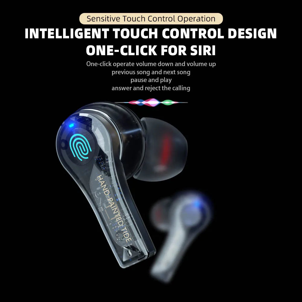 TS-2000 TWS Bluetooth Headset Wireless Earphones High Quality Transparent Touch Super Cool Earbuds Stereo Sport Gaming Headphone 我的商店