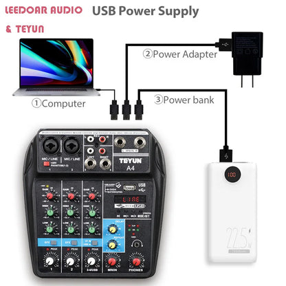 TEYUN 8 6 4 Channel Professional Portable Mixer Sound Mixing Console Computer Input 48v Power Number Live Broadcast A4 A6 A8 New Leedoar