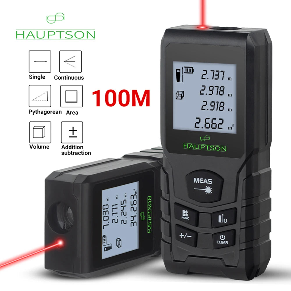 HAUPTSON 70/100M Laser Rangefinder Distance Meter Rangefinder Laser Tape Range Finder Building Leedoar