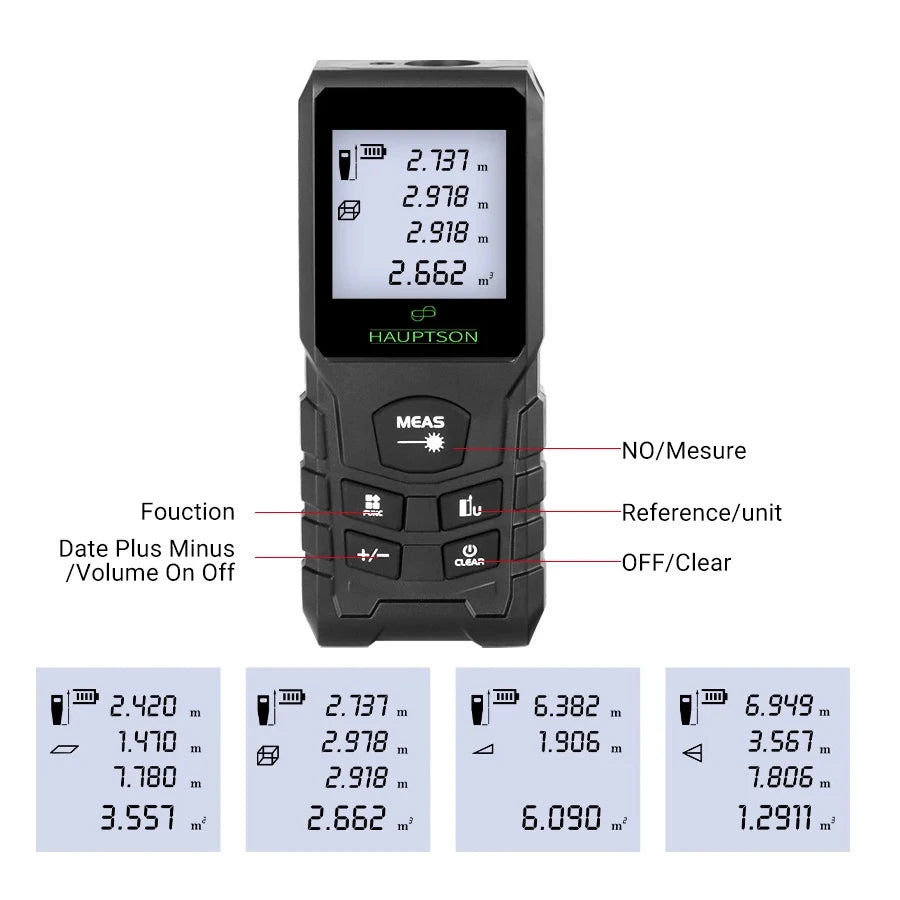 HAUPTSON 70/100M Laser Rangefinder Distance Meter Rangefinder Laser Tape Range Finder Building Leedoar