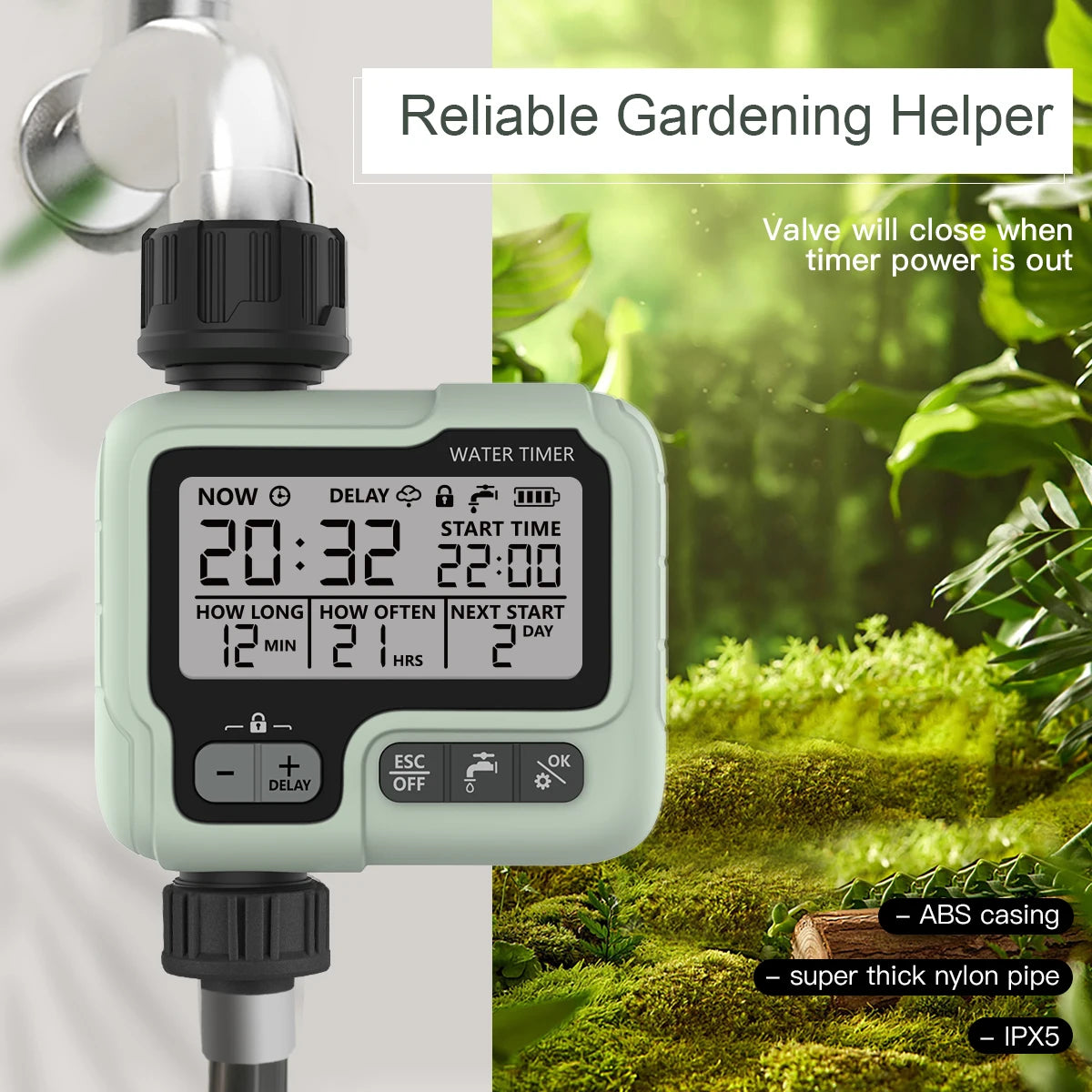 HCT-322 Automatic Water Timer Garden Digital Irrigation Machine Intelligent Sprinkler Used Outdoor to Save Water&Time Leedoar