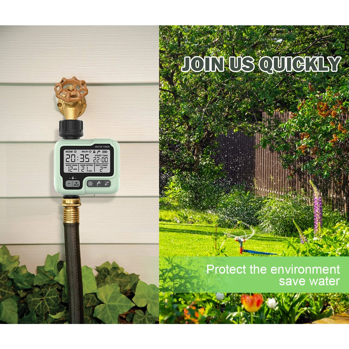 HCT-322 Automatic Water Timer Garden Digital Irrigation Machine Intelligent Sprinkler Used Outdoor to Save Water&Time Leedoar