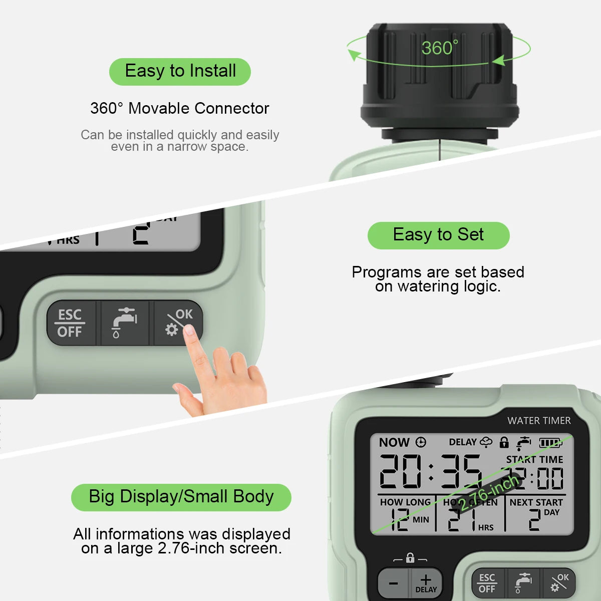 HCT-322 Automatic Water Timer Garden Digital Irrigation Machine Intelligent Sprinkler Used Outdoor to Save Water&Time Leedoar