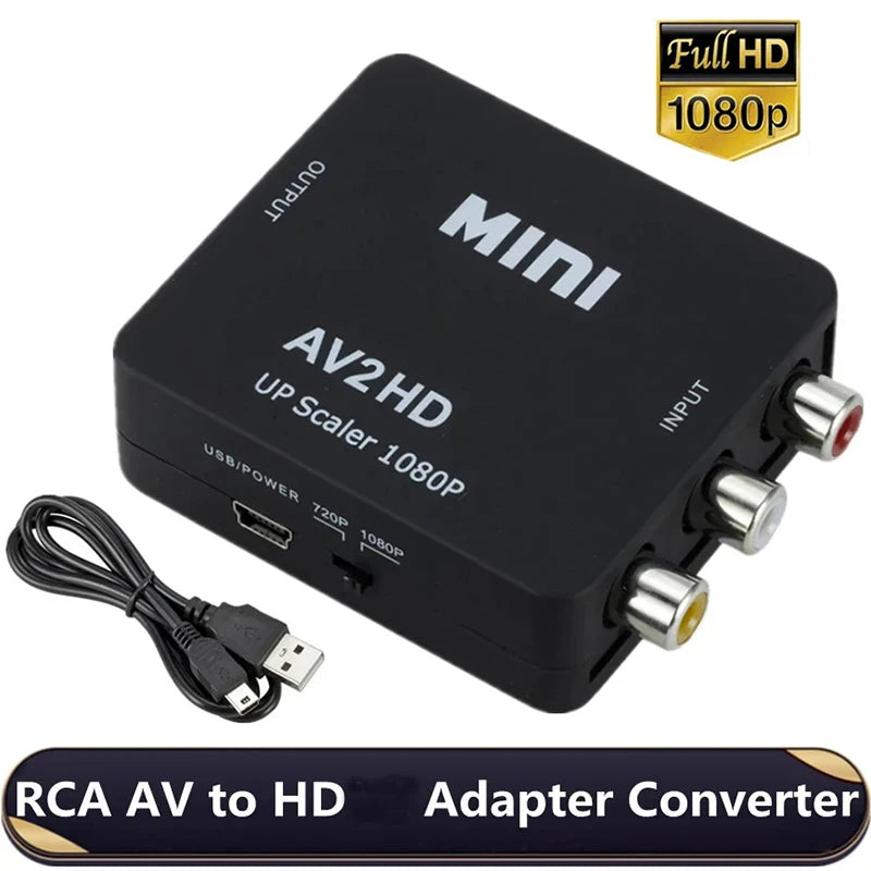 HD 1080P RCA AV To HDMI-compatible Adapter Converter Leedoar