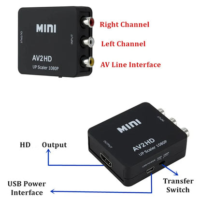 HD 1080P RCA AV To HDMI-compatible Adapter Converter Leedoar