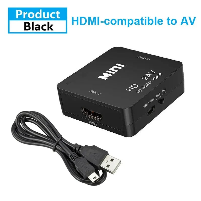 HDMI-compatible To AV RCA Adapter Converter MINI Box RCA AV CVSB LR Video Composite AV Scaler Converter For PC HDTV Projector Leedoar