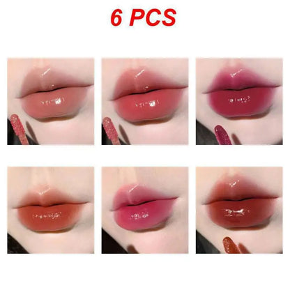 HERORANGE Brillo labial transparente con efecto espejo, antiadherente, lápiz labial de larga duración, brillo labial mate, lápiz labial con efecto vidrio 