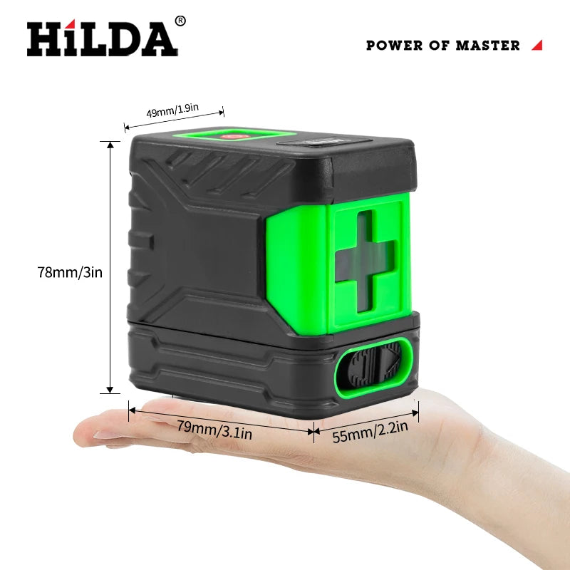 HILDA 2 Lines Laser Level Self Levelling Green Beams New Style Laser Horizontal & Vertical Cross-Line Leedoar