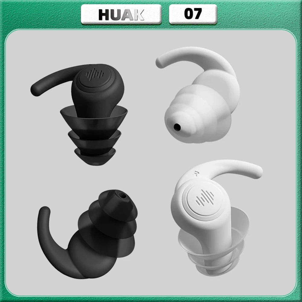 HUAK 1 Pair Soft Silicone Earplugs Noise Cancelling Reusable Anti-noise Earplug For Concerts Sleep Swimm Waterproof Ear Plugs Leedoar