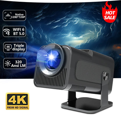 HY-320Mini Portable Newly Native 720P Allwinner H713 Android11 4K Projector 320ANSI Wifi6 BT5.0 Cinema Outdoor Rotable Projector Leedoar