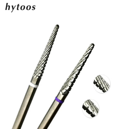 HYTOOS Carbide Cuticle Clean Nail Bit Cone Nail Drill Bits Electric Grinding Burr Manicure Drills Nails Accessories Tools Leedoar