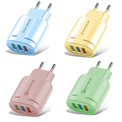 Cargador USB de pared de 3 A y 30 W con carga rápida de 3,0 W para iPhone, iPad 11, 12 y 13, adaptador de enchufe UE/EE. UU. para Samsung, Android, Huawei y Macaron 