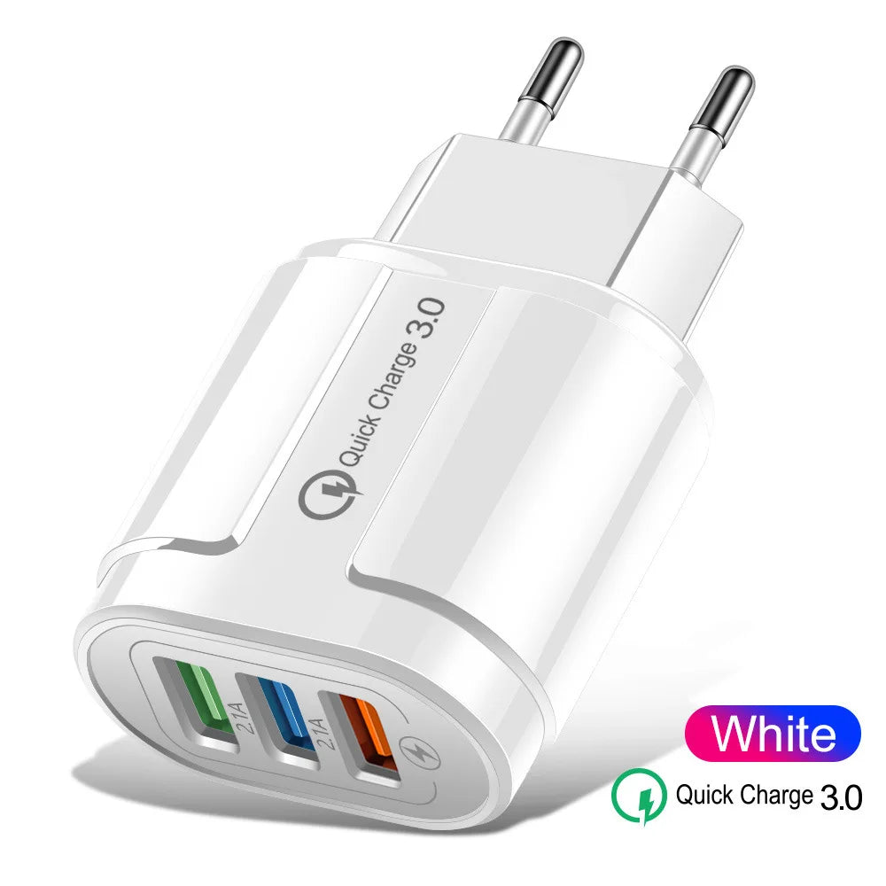 Cargador USB de pared de 3 A y 30 W con carga rápida de 3,0 W para iPhone, iPad 11, 12 y 13, adaptador de enchufe UE/EE. UU. para Samsung, Android, Huawei y Macaron 