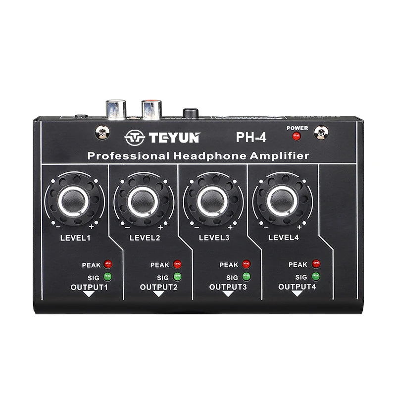 PK TEYUN 4-Channel professional Headphone Amplifier PH4 Portable Mixer One-to-eight Output MP3 Stereo Monophonic Switch At Will