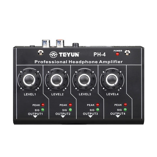 PK TEYUN Amplificador de fone de ouvido profissional de 4 canais PH4 Mixer portátil de uma a oito saídas MP3 estéreo monofônico Switch à vontade