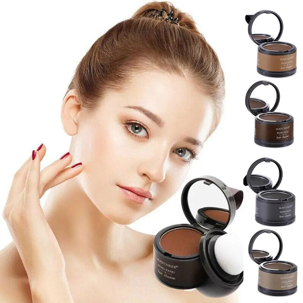 Polvo para sombras de línea de cabello Polvo esponjoso para cabello negro instantáneo Cubre raíces Borde de cabello modificado Relleno de línea de cabello de frente 