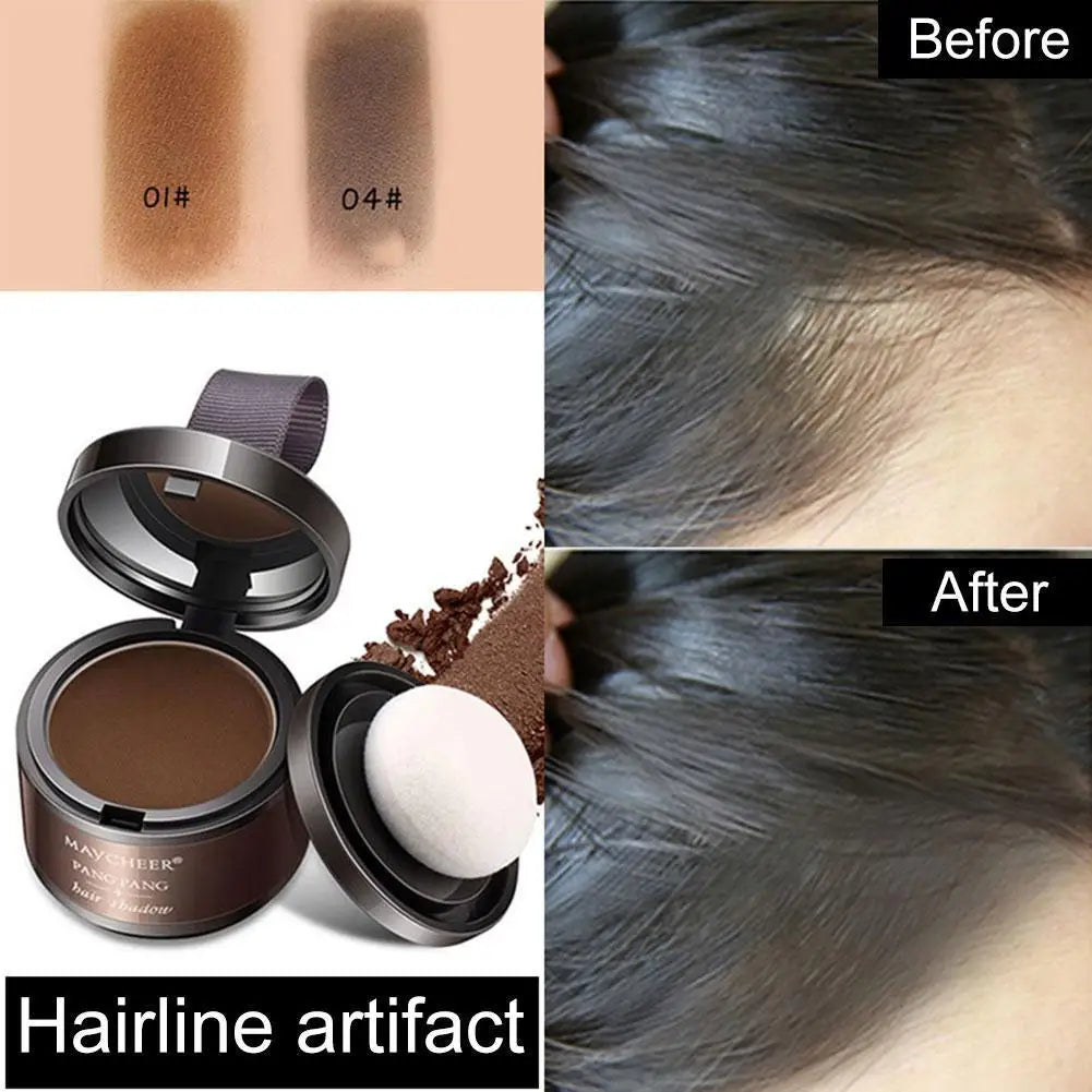 Polvo para sombras de línea de cabello Polvo esponjoso para cabello negro instantáneo Cubre raíces Borde de cabello modificado Relleno de línea de cabello de frente 