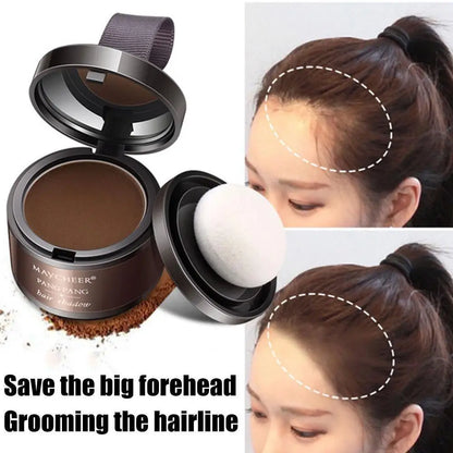 Polvo para sombras de línea de cabello Polvo esponjoso para cabello negro instantáneo Cubre raíces Borde de cabello modificado Relleno de línea de cabello de frente 