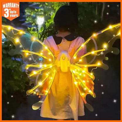 Halloween Children Electric Butterfly Wings Elf Wings Costume Magic Led bats Wing Cosplay Dress Up for Kids Cats Dogs Leedoar