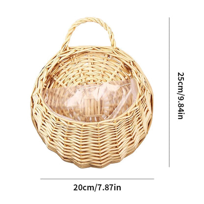 Hand Made Wicker Rattan Flower Planter Wall Hanging Wicker Rattam Basket Garden Vine Pot Plants Holder Garden Pots Wall Planter Leedoar