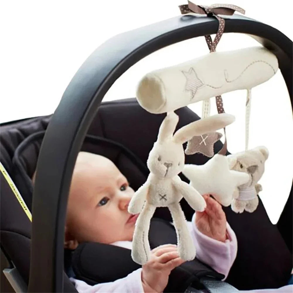 Hanging Bed Rabbit Baby Hand Bell Safety Seat Plush Toy Multifunctional Plush Toy Stroller Mobile Gifts Leedoar