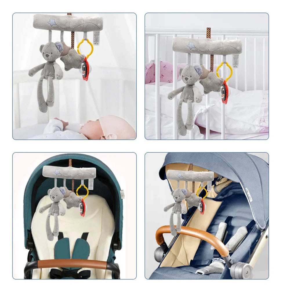 Hanging Bed Rabbit Baby Hand Bell Safety Seat Plush Toy Multifunctional Plush Toy Stroller Mobile Gifts Leedoar