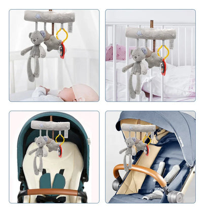 Hanging Bed Rabbit Baby Hand Bell Safety Seat Plush Toy Multifunctional Plush Toy Stroller Mobile Gifts Leedoar